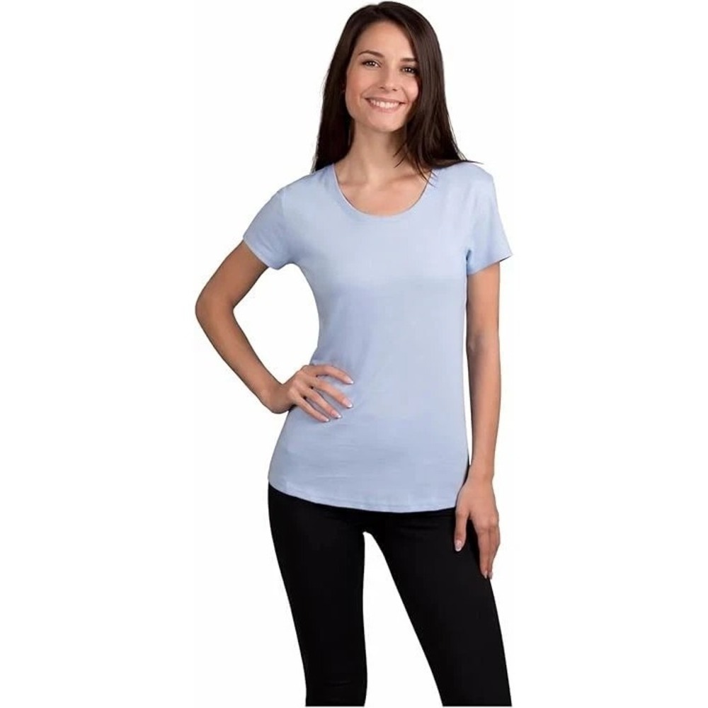 Kirkland Signature Ladies' Pima Cotton Tee, Light Blue, Size XL